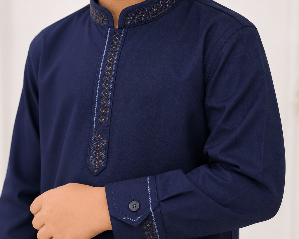 Boy Embroidered Navy Shalwar Kameez KDC 025 - Kiddiesco