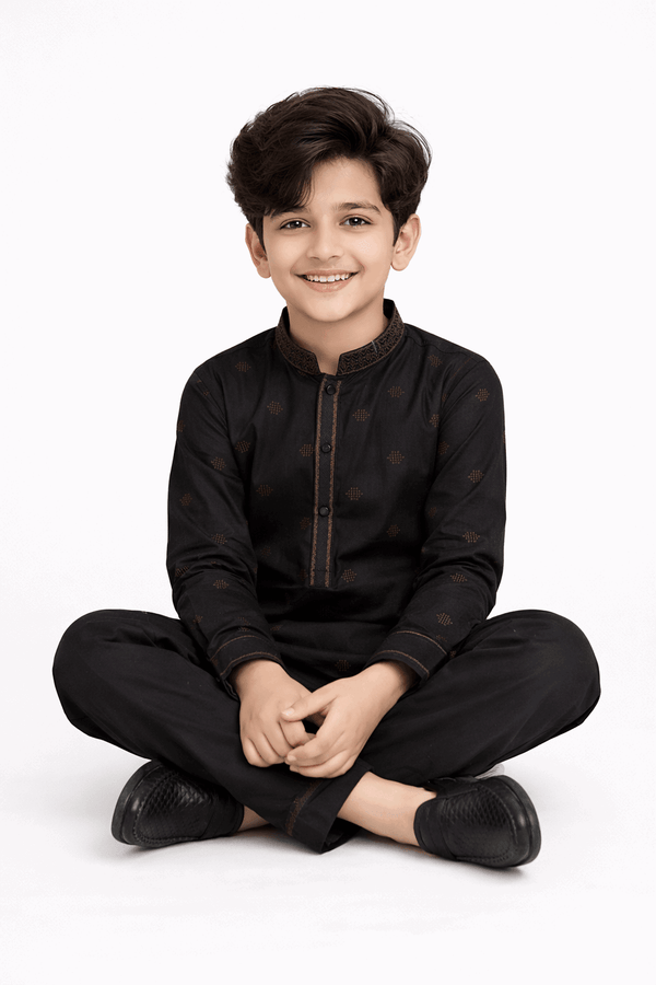 Boy Embroidered Printed Shalwar Kameez KDC 022 - Kiddiesco