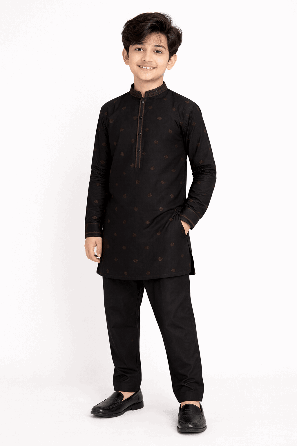 Boy Embroidered Printed Shalwar Kameez KDC 022 - Kiddiesco