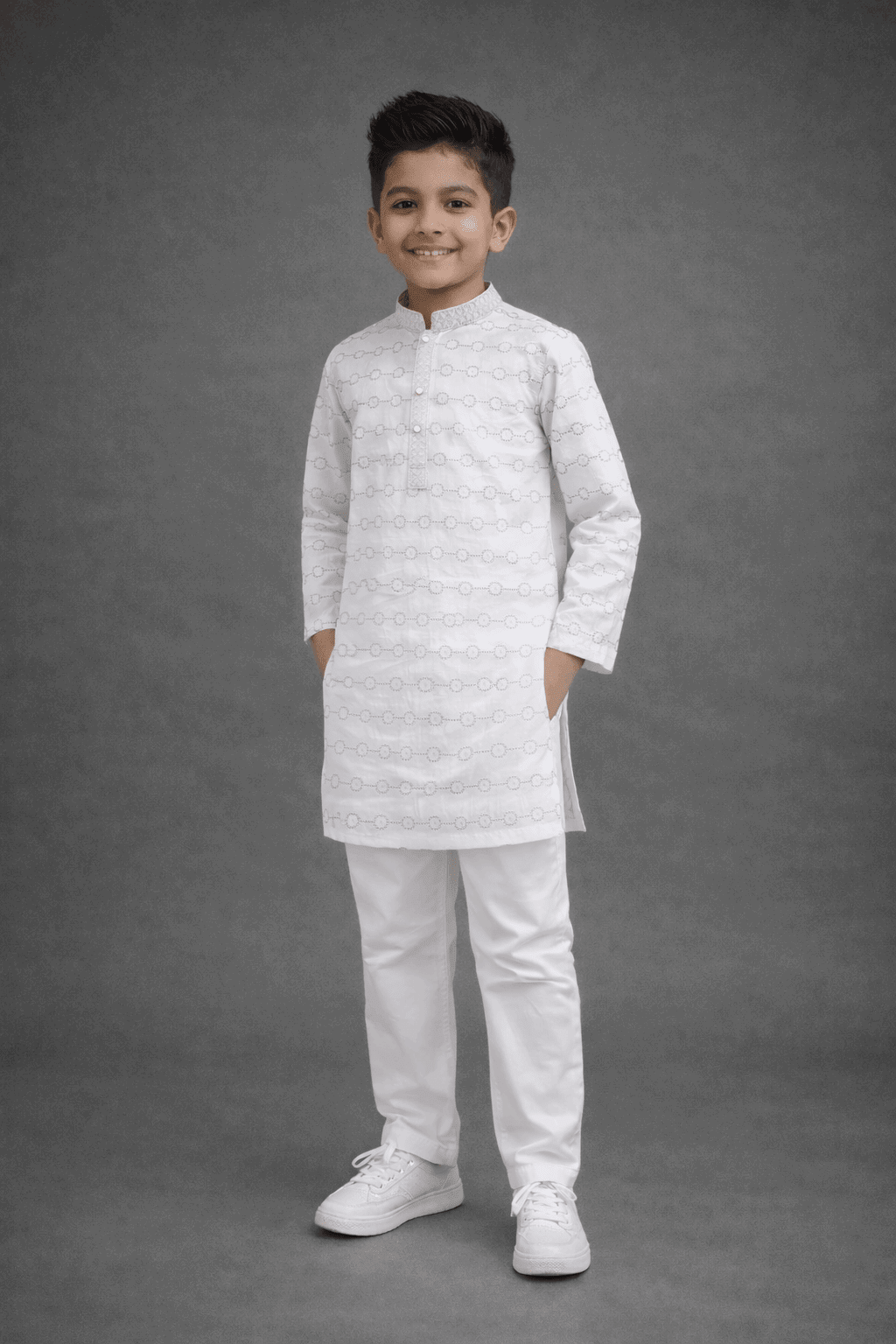 Boy Embroidered Printed Shalwar Kameez KDC 023 - Kiddiesco Main image