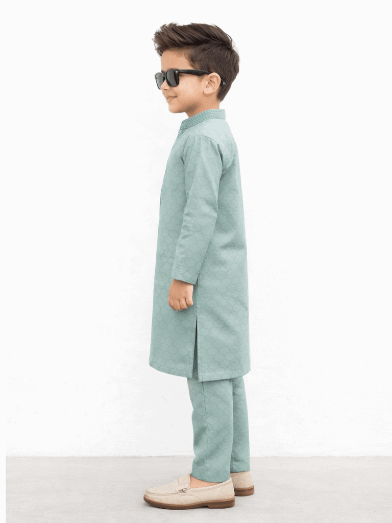 Boy Embroidered Self Shalwar Kameez KDC 019 - Kiddiesco