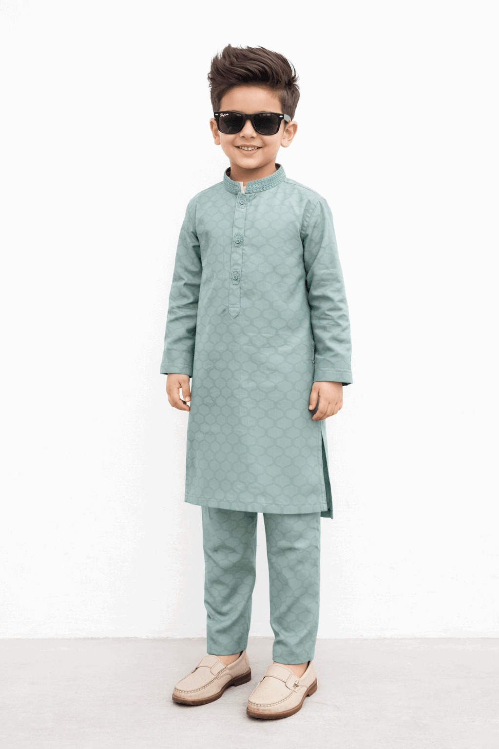 Boy Embroidered Self Shalwar Kameez KDC 019 - Kiddiesco