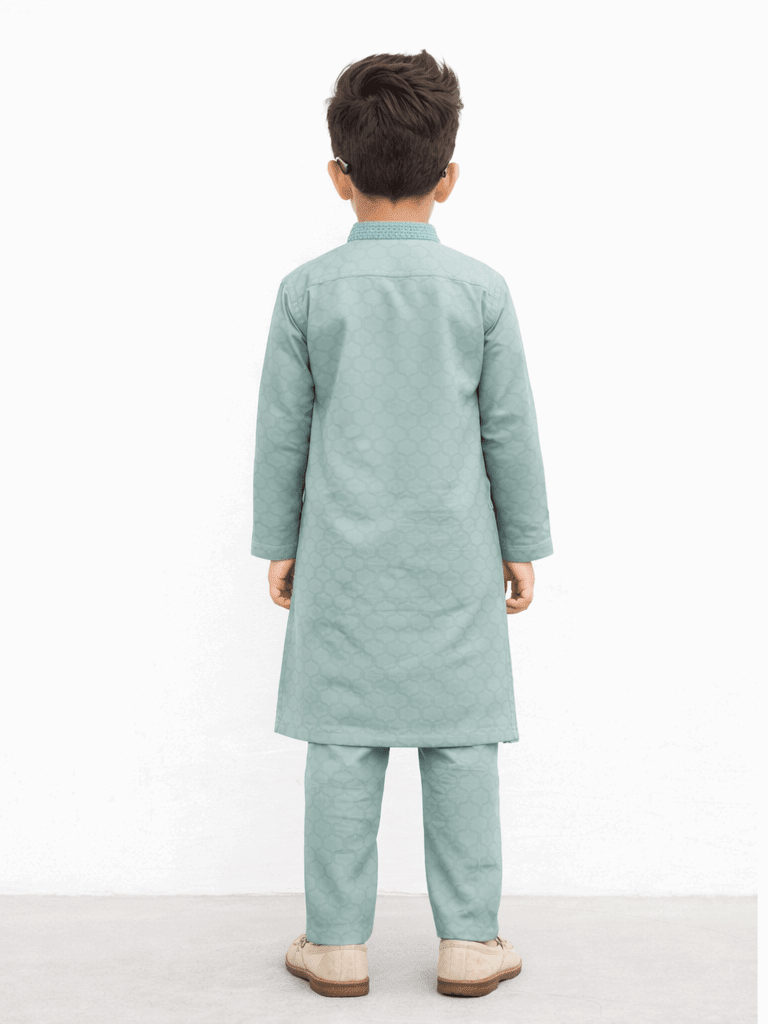 Boy Embroidered Self Shalwar Kameez KDC 019 - Kiddiesco