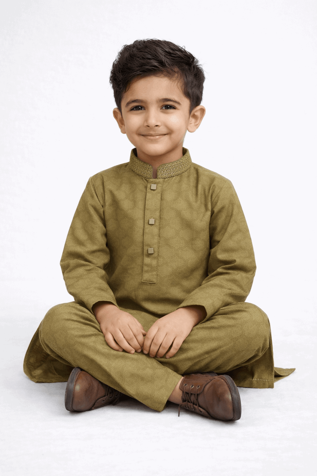 Boy Embroidered Self Shalwar Kameez KDC 020 - Kiddiesco