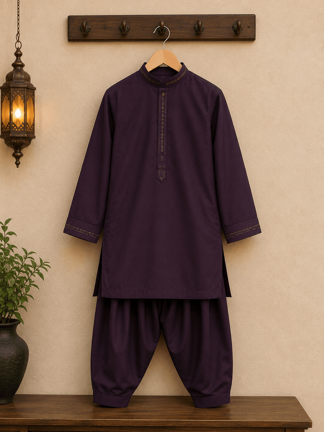 Boy Maroon Shalwar Kameez KDC 026 Secondary image