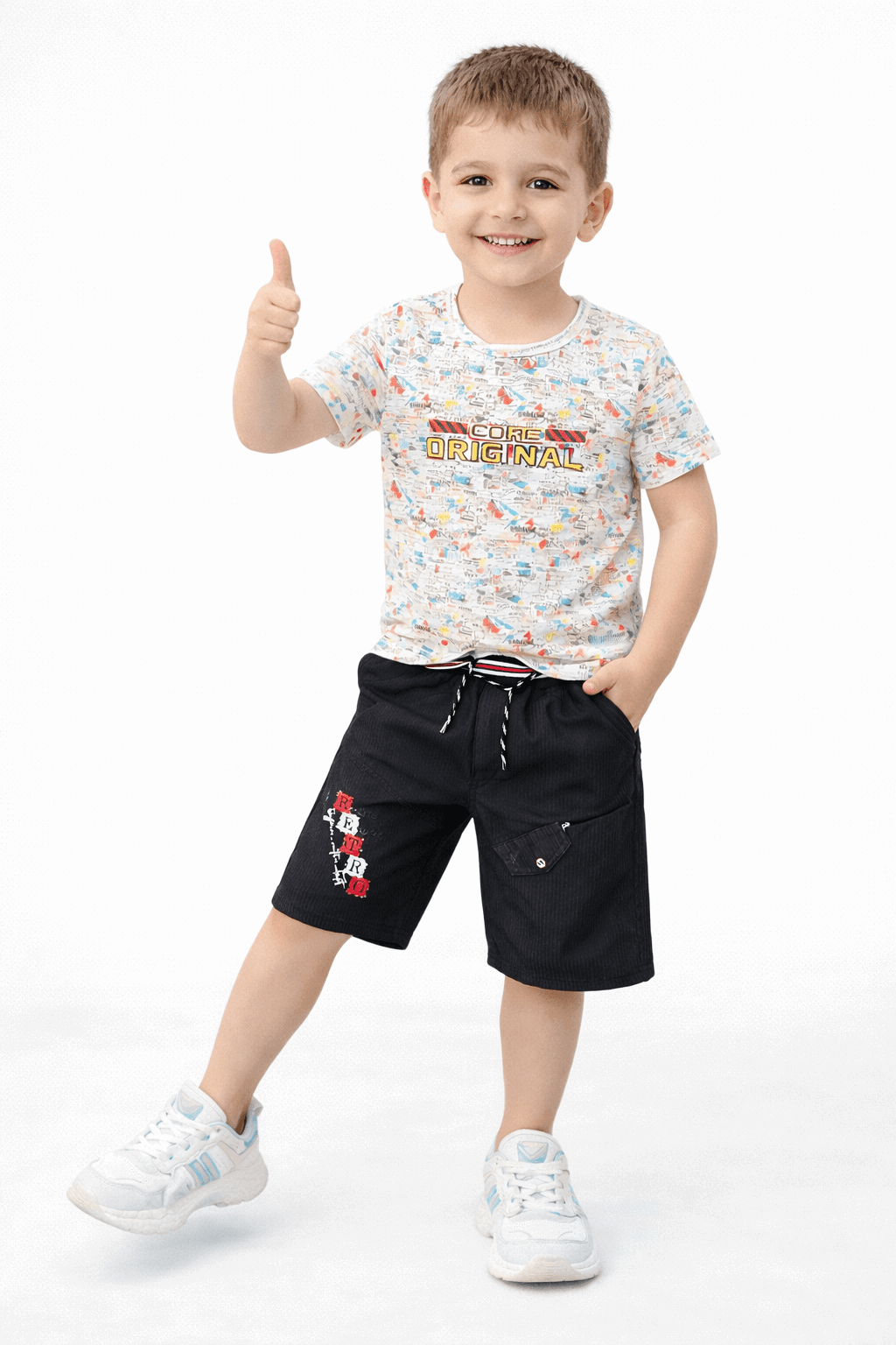 Boys Casual Graphic T-Shirt with Shorts Set - Kiddiesco
