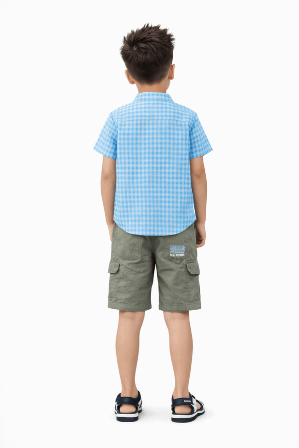 Boys Casual Summer Set Blur Check 3Pcs - Kiddiesco
