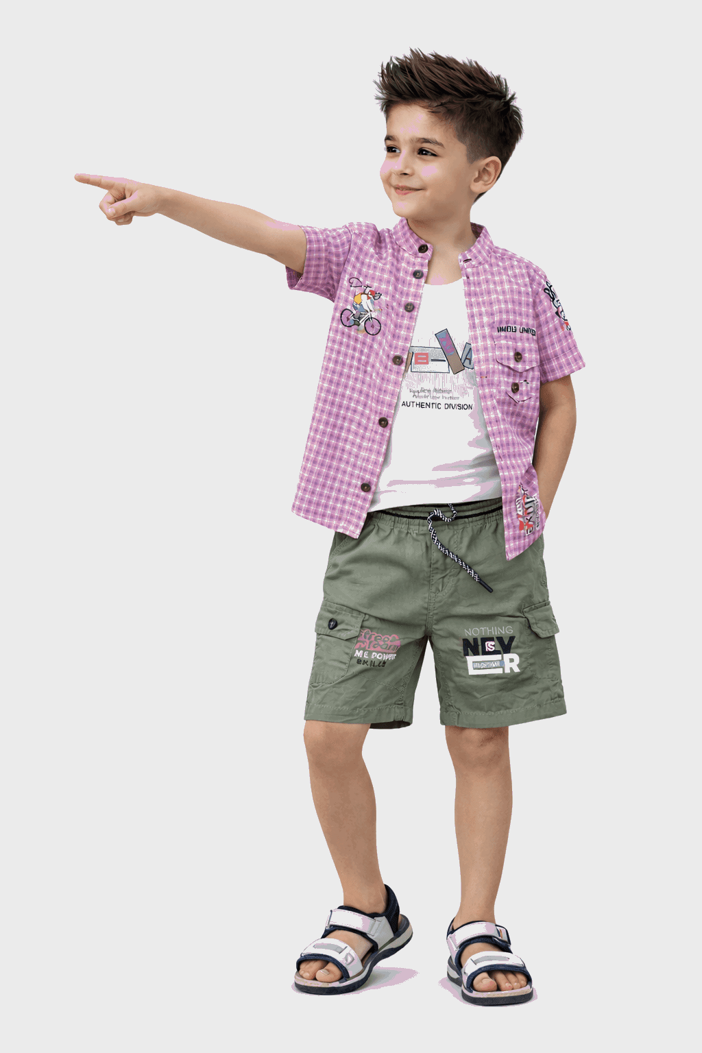 Boys Casual Summer Set Zero Check 3Pcs - Kiddiesco