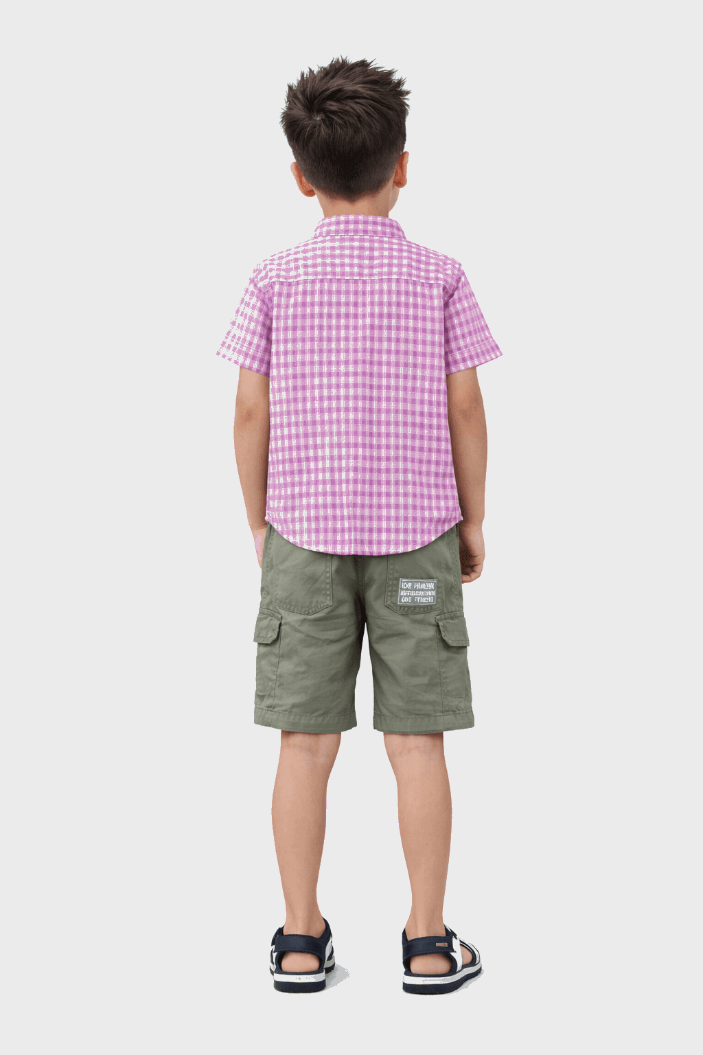 Boys Casual Summer Set Zero Check 3Pcs - Kiddiesco