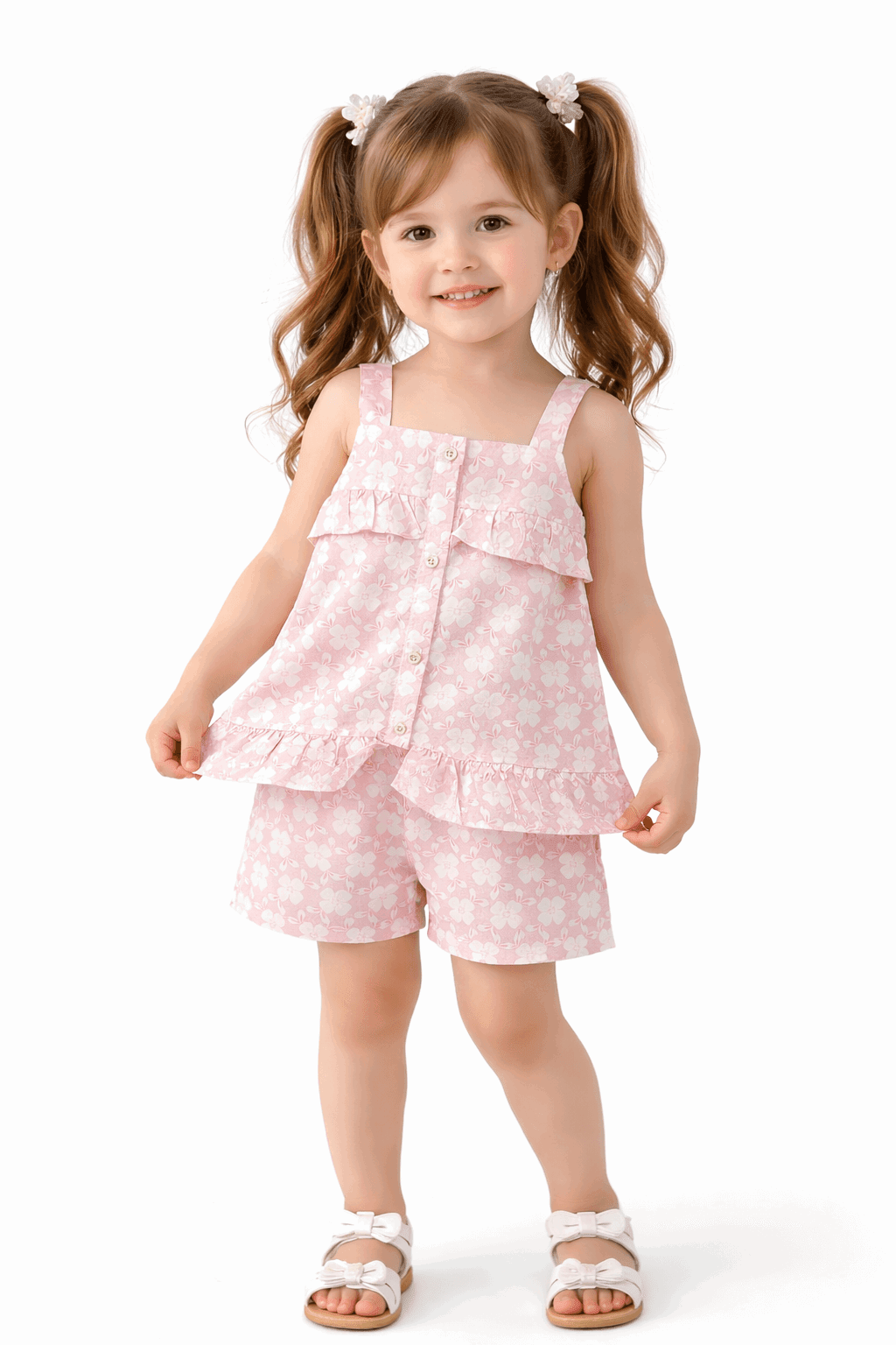 Bright Striped pink two Piece Children's Outfit - Kiddiesco Main image