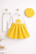 Cheerful little girl in polka dots Outfit 3 pcs - Kiddiesco