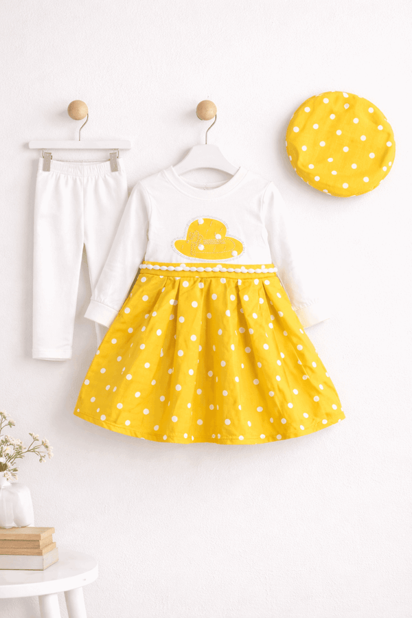 Cheerful little girl in polka dots Outfit 3 pcs - Kiddiesco