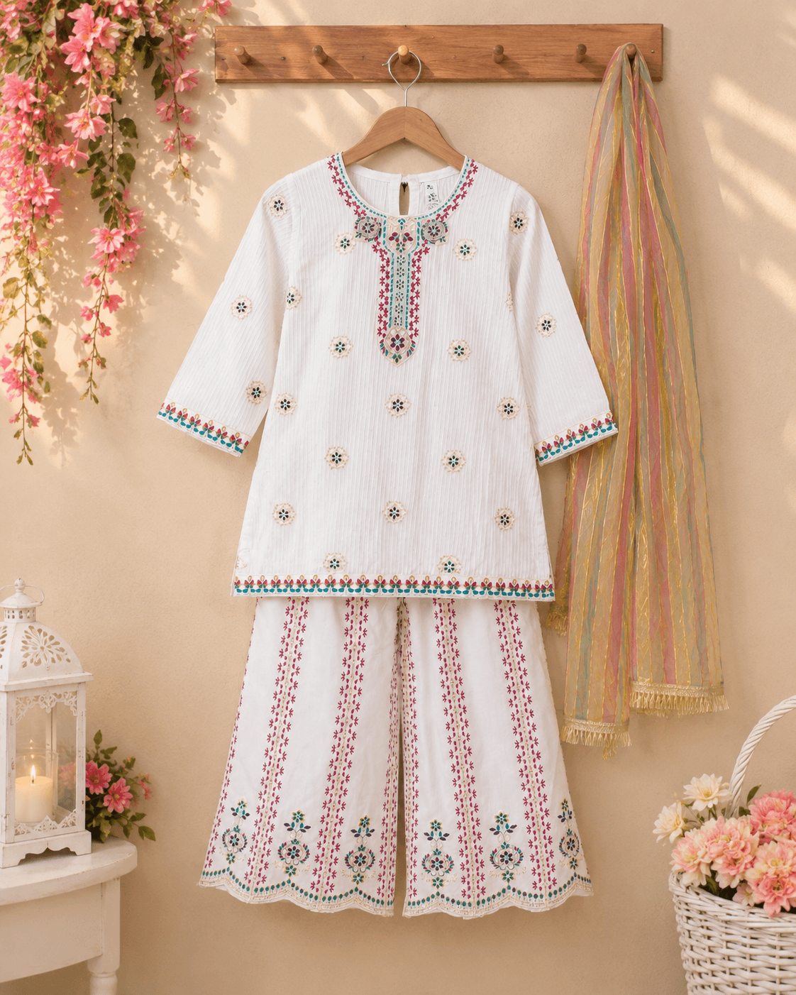 Fairy White Embroidered Suit - Kiddiesco