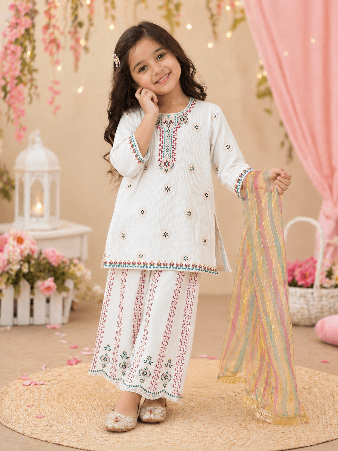 Fairy White Embroidered Suit - Kiddiesco