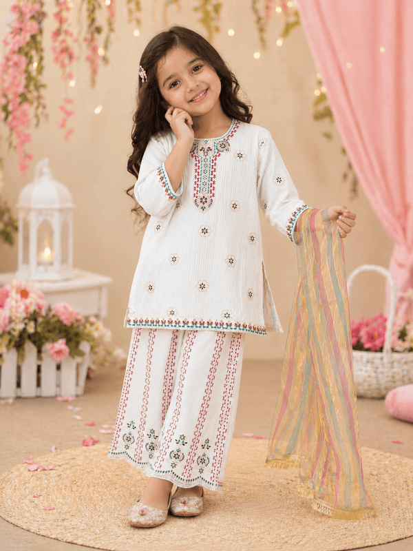 Fairy White Embroidered Suit - Kiddiesco