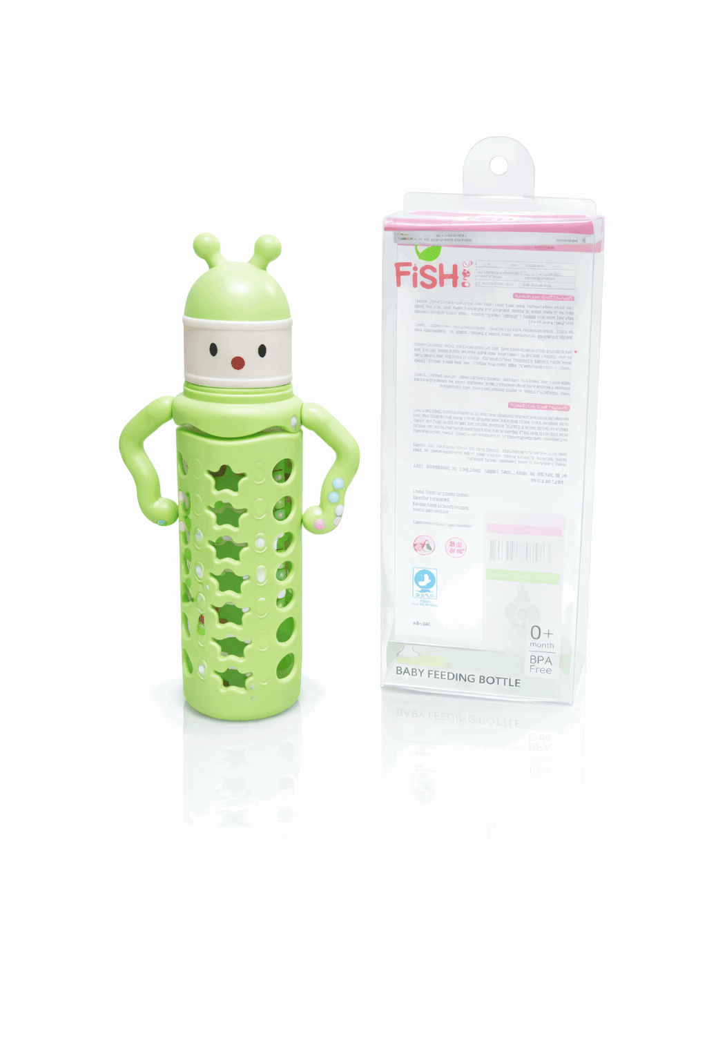 Fish Baby Feeder Glass Green Star - Kiddiesco