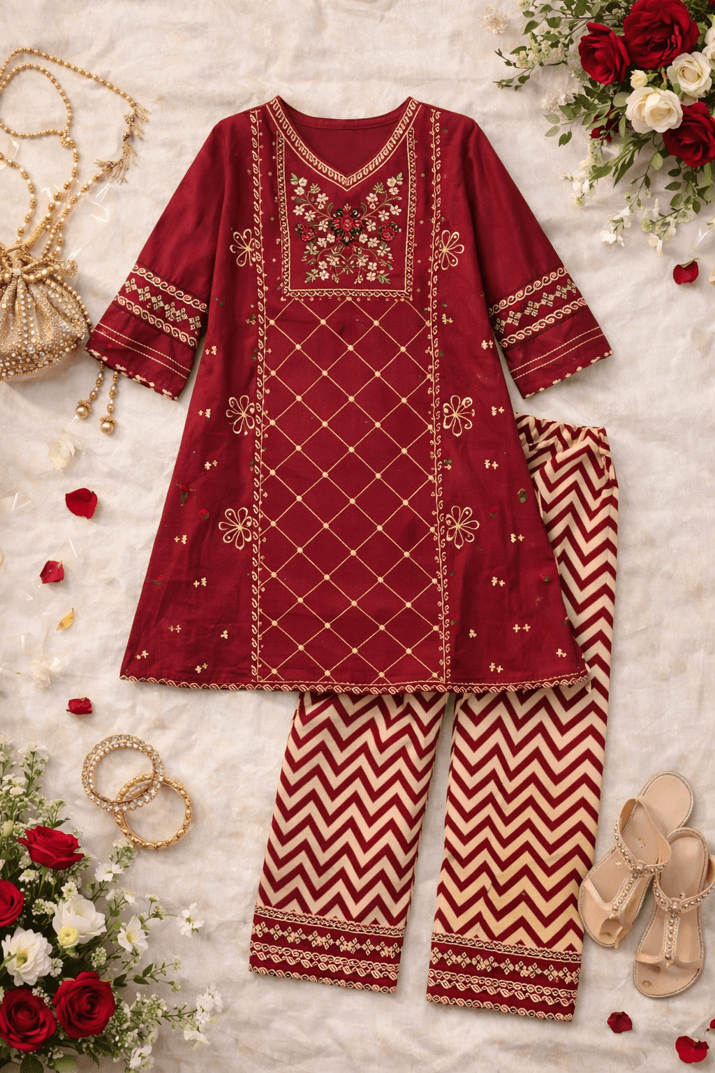 Girl Embroidery 2 pcs Set - Kiddiesco