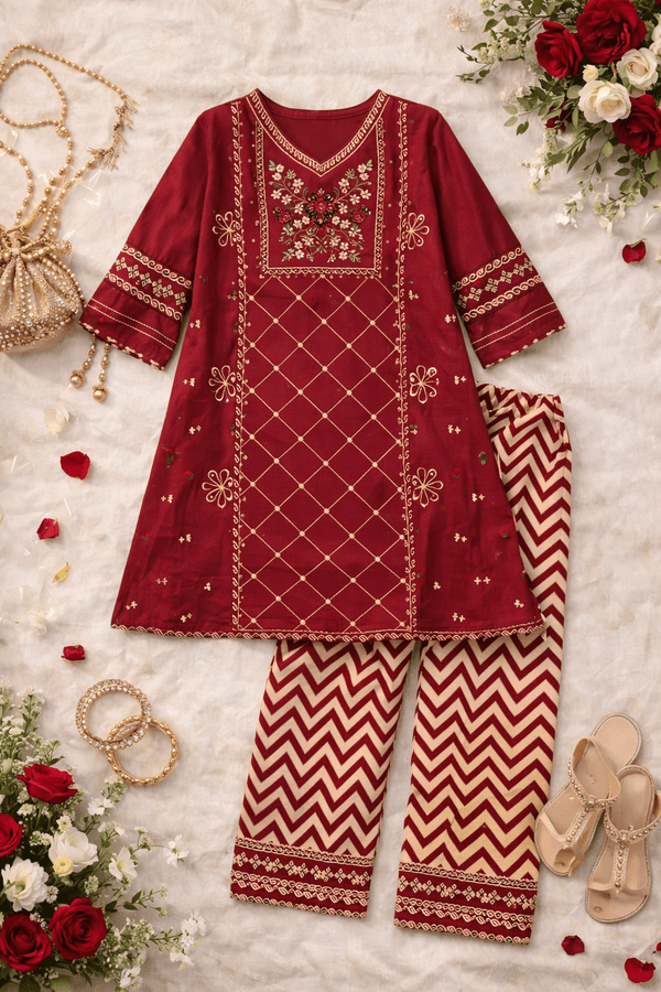 Girl Embroidery 2 pcs Set - Kiddiesco