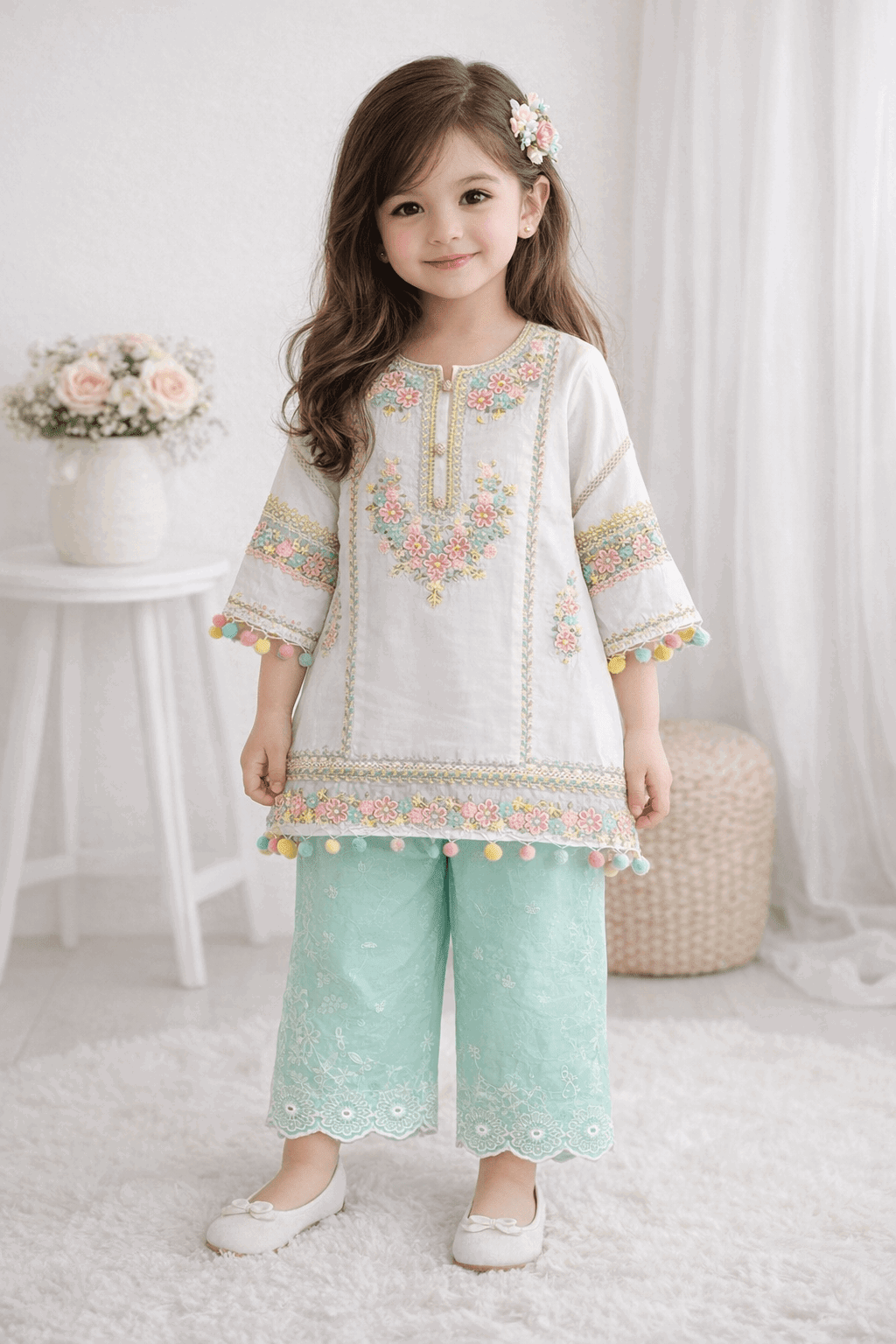 Girl Embroidery 2 pcs Set - Kiddiesco