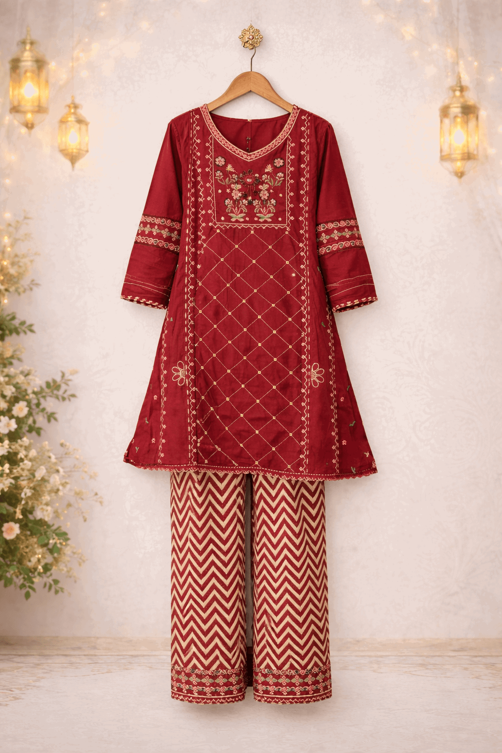 Girl Embroidery 2 pcs Set - Kiddiesco