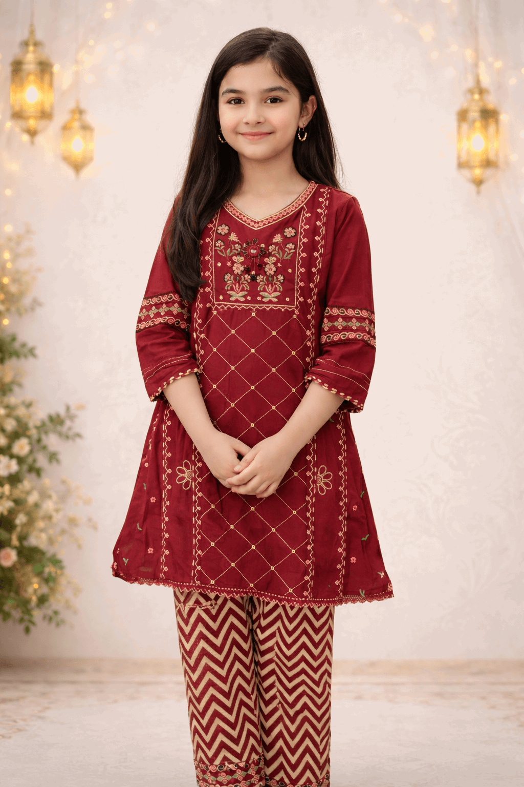 Girl Embroidery 2 pcs Set - Kiddiesco