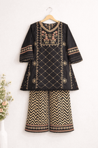 Girl Embroidery Black 2 pcs Set - Kiddiesco