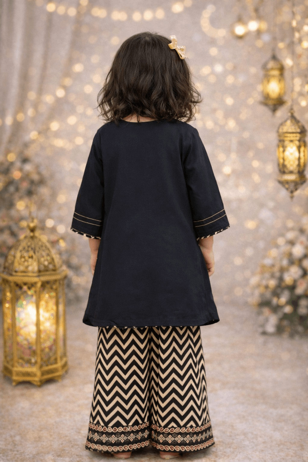 Girl Embroidery Black 2 pcs Set - Kiddiesco