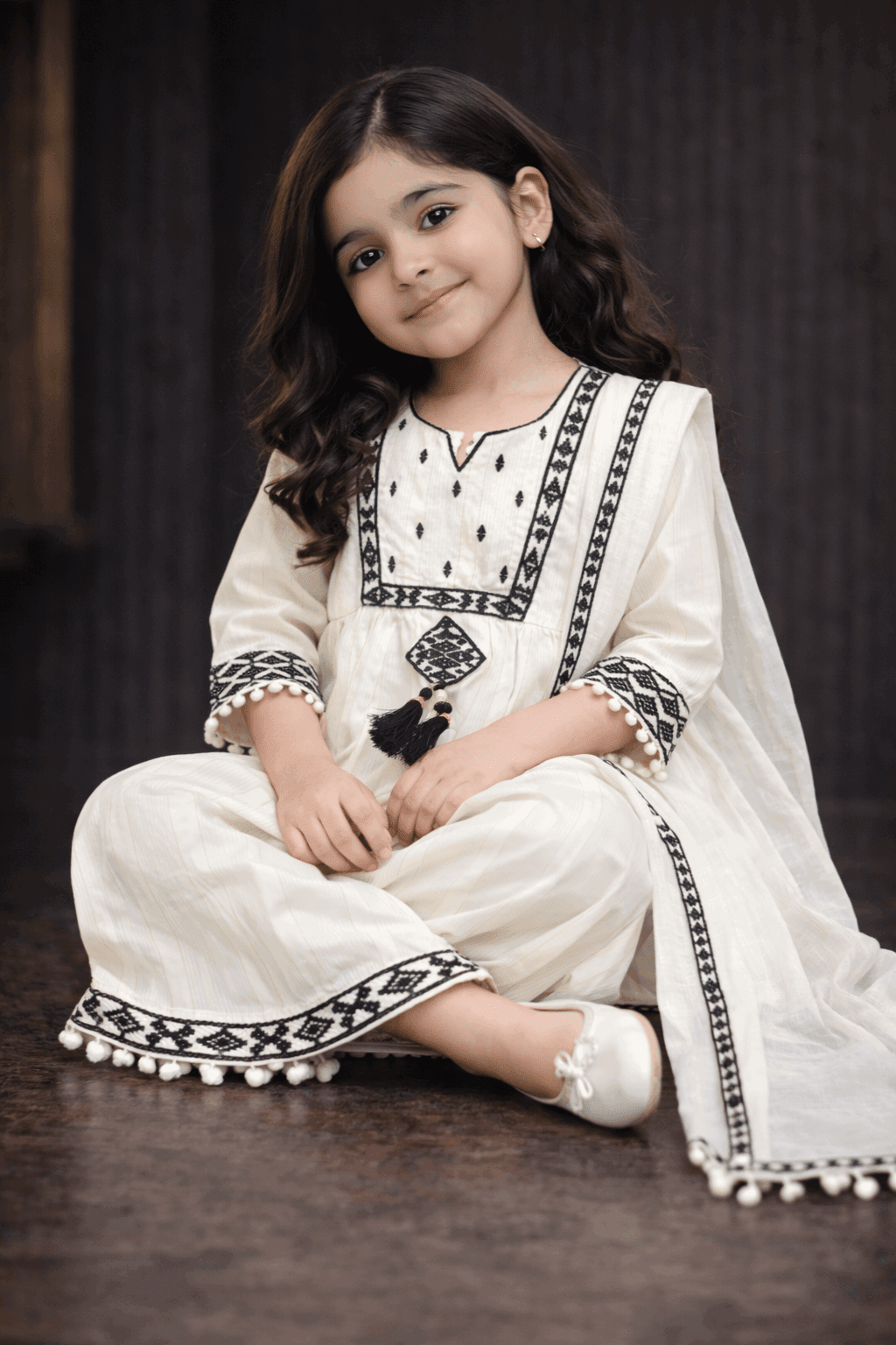 Girl Embroidery Fancy Suit 3Pcs - Kiddiesco