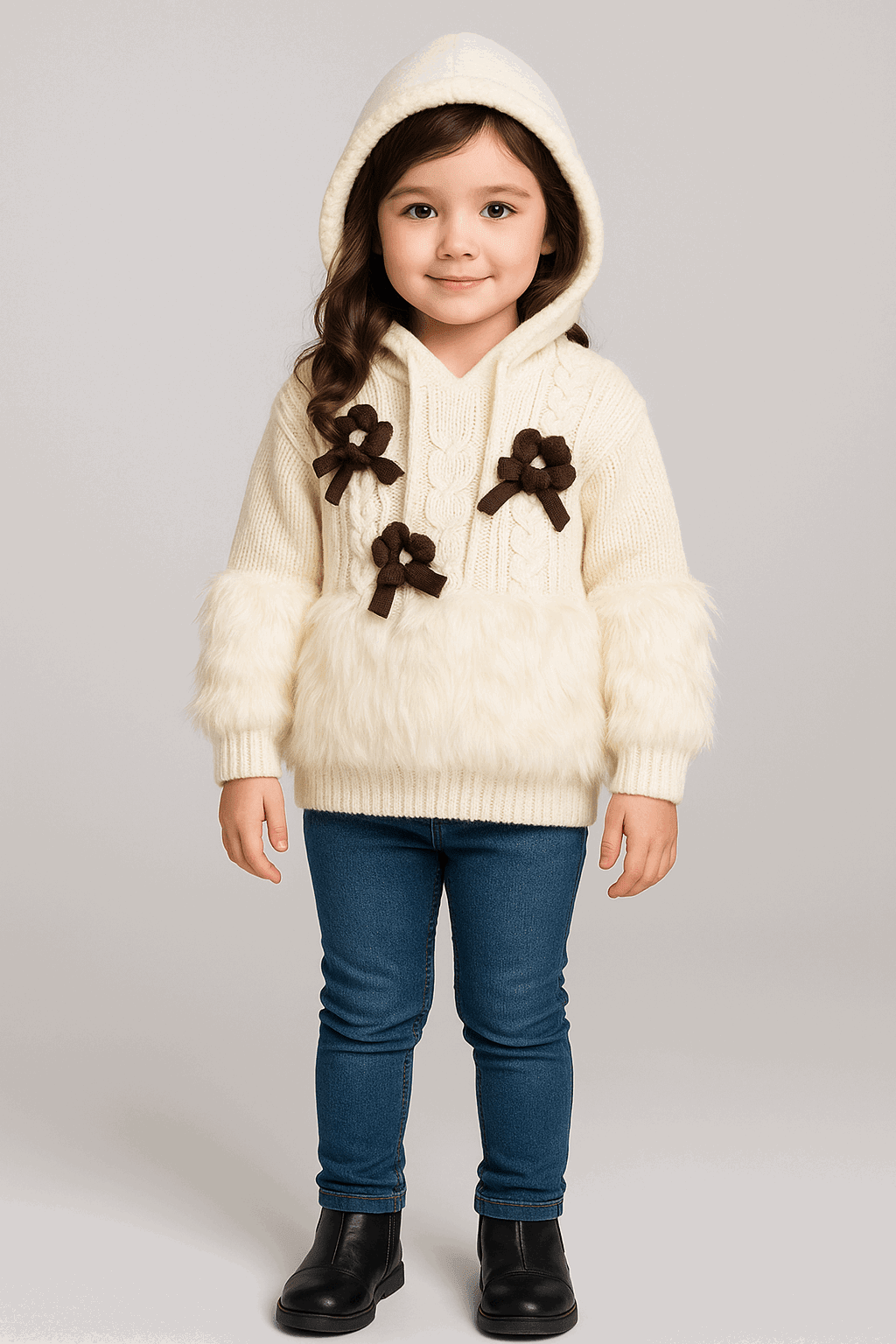 Girl Hoodi Sweater White KDC 041 - Kiddiesco