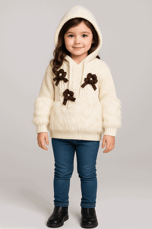 Girl Hoodi Sweater White KDC 041 - Kiddiesco