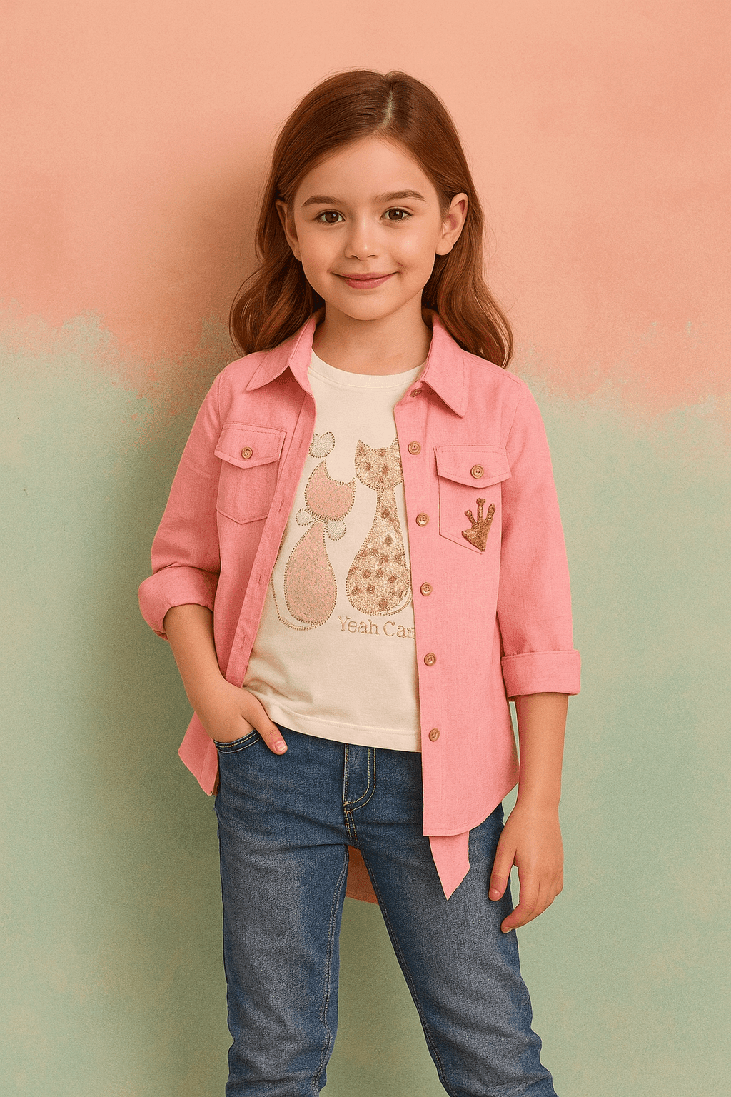 Girl Party Wear Shirt KDC 050 - Kiddiesco Main image