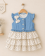 Girls Denim Jacket Dotted Frock - Kiddiesco