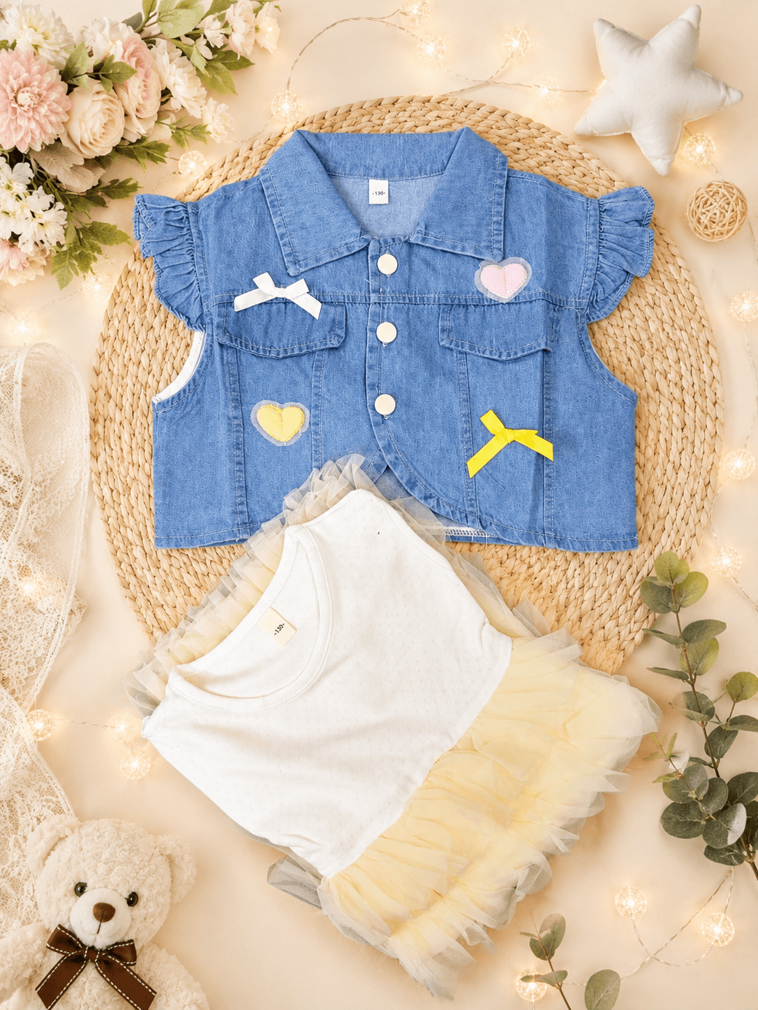 Girls Denim Jacket Frock - Kiddiesco