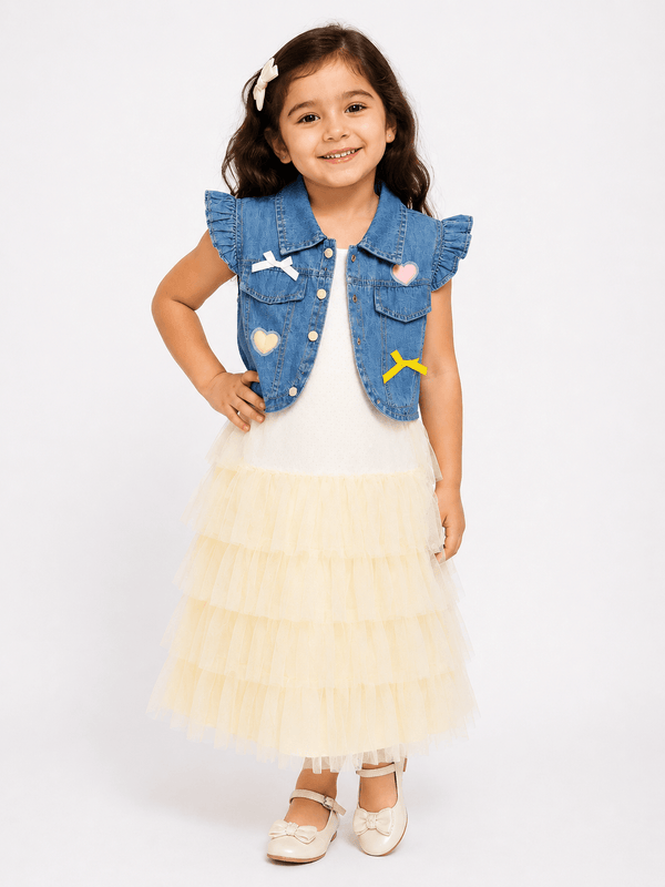 Girls Denim Jacket Frock - Kiddiesco
