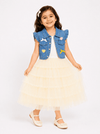 Girls Denim Jacket Frock - Kiddiesco