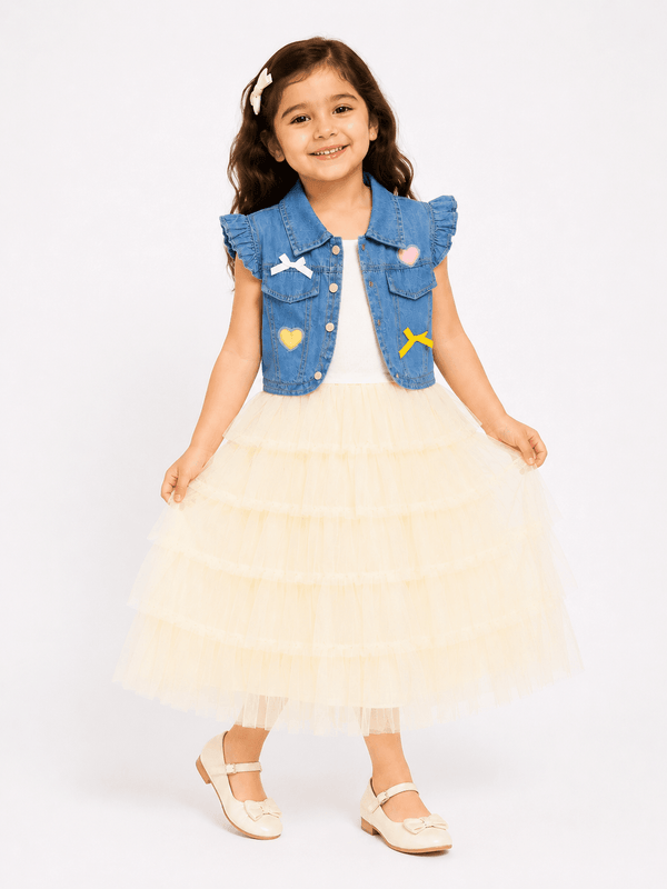 Girls Denim Jacket Frock - Kiddiesco