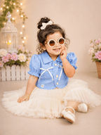 Girls Denim Jacket Star Frock - Kiddiesco