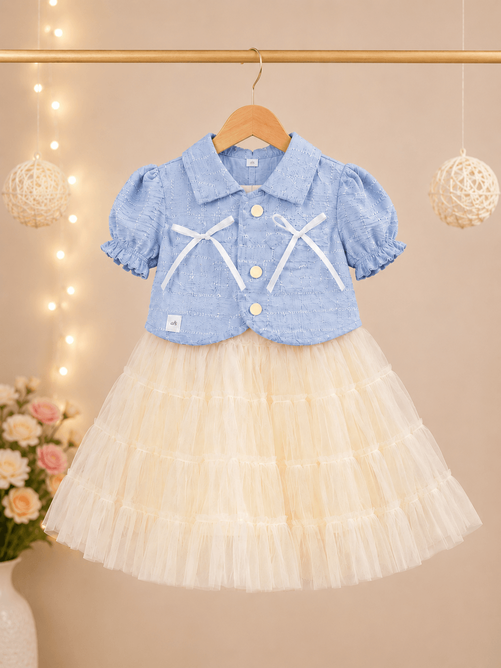 Girls Denim Jacket Star Frock - Kiddiesco