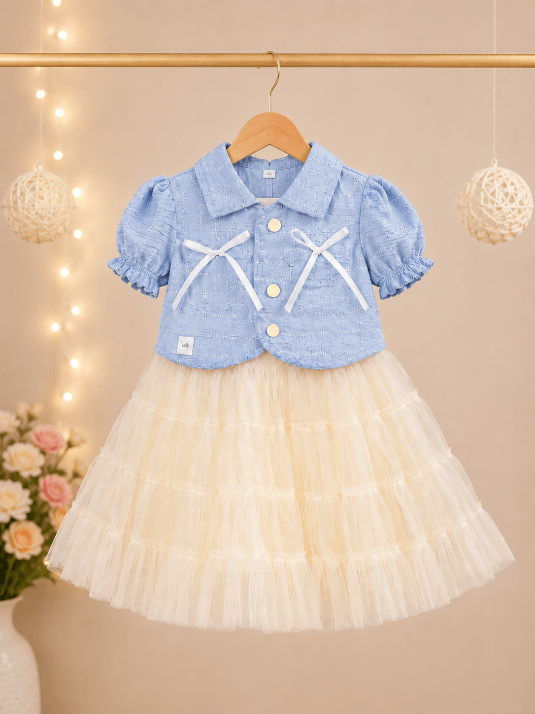 Girls Denim Jacket Star Frock - Kiddiesco
