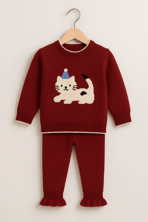 Girls Woolen Sweater & Pajama Set KDC 022 - Kiddiesco