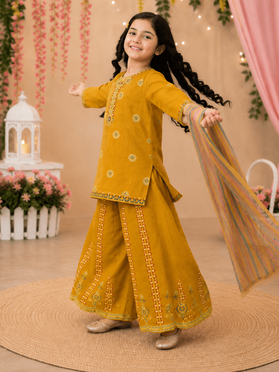 Golden Charm Embroidered Suit - Kiddiesco Main image