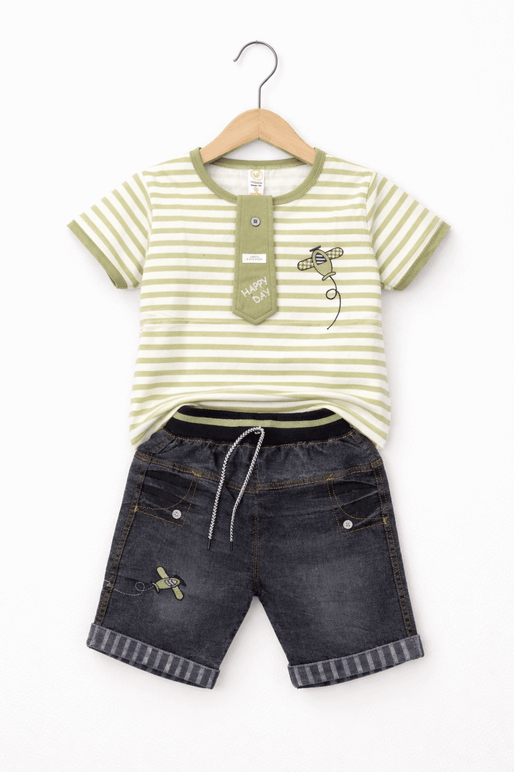 Happy Toddler Striped Outfit - Kiddiesco