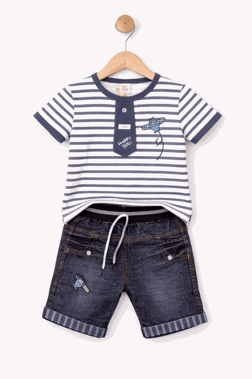 Happy Toddler Striped Outfit - Kiddiesco