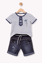 Happy Toddler Striped Outfit - Kiddiesco