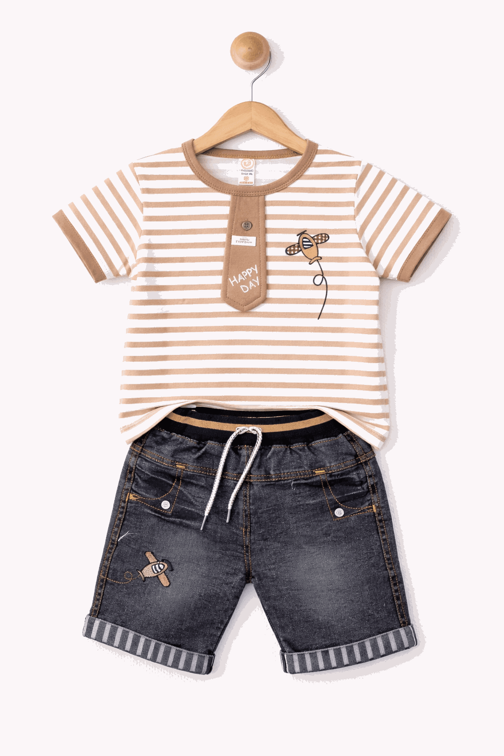 Happy Toddler Striped Outfit - Kiddiesco
