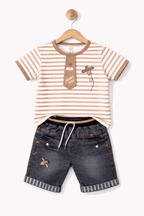 Happy Toddler Striped Outfit - Kiddiesco