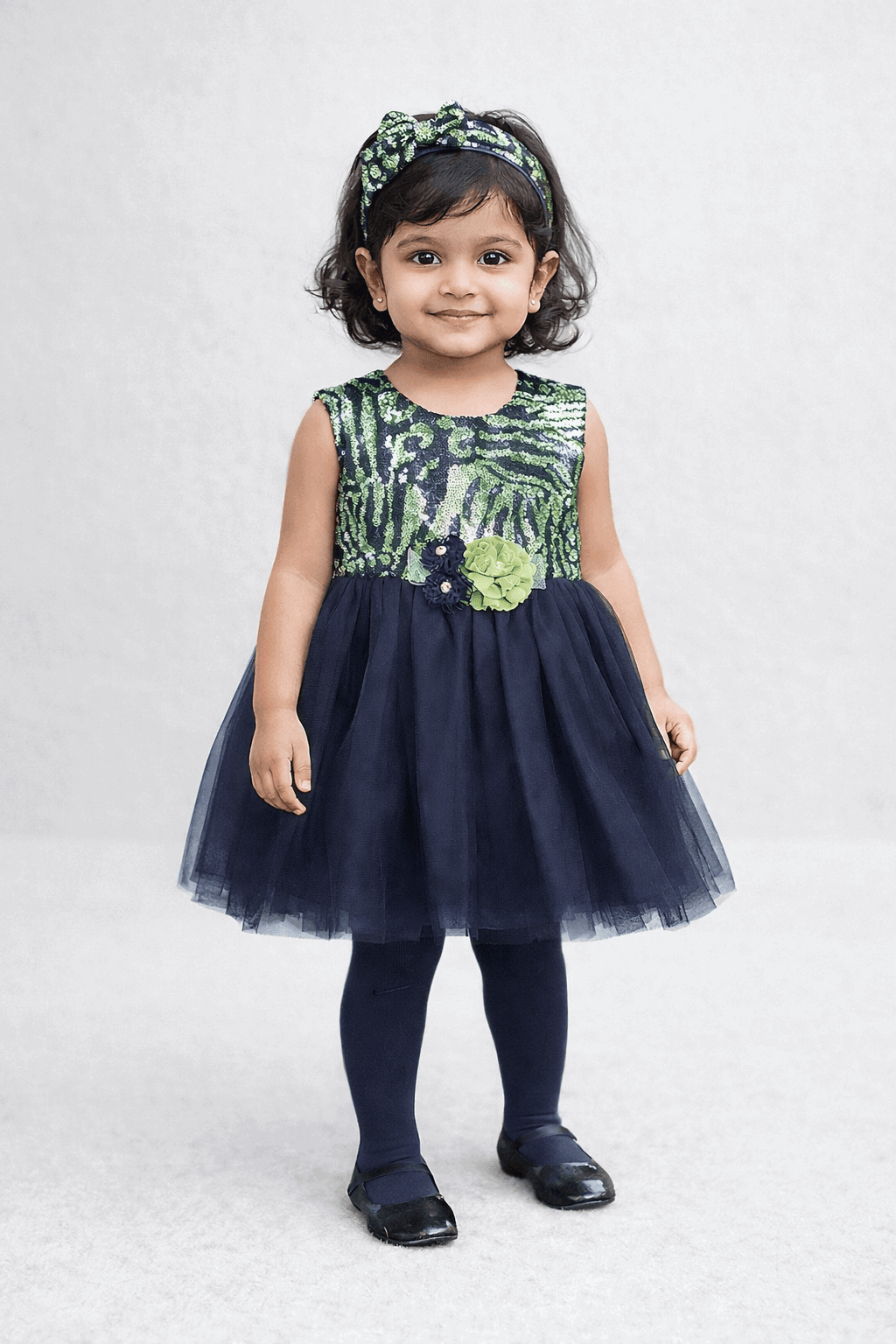 Infant Girls Net Fancy Frock 3 Pcs - Kiddiesco
