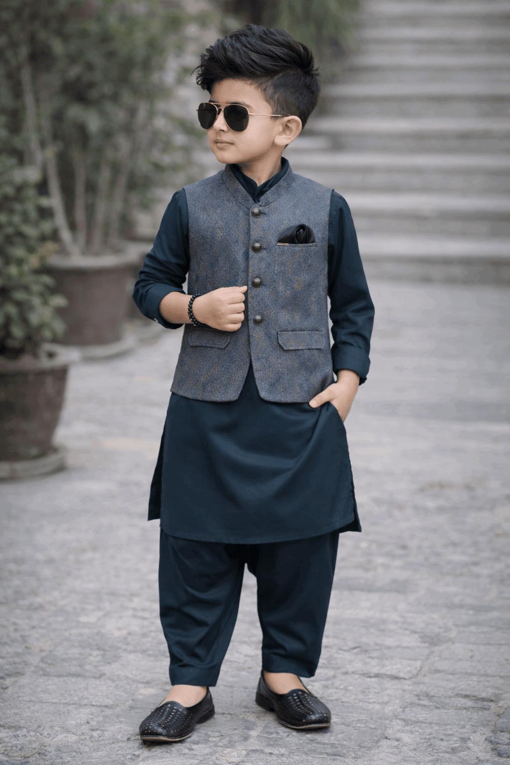 Little Prince Waistcoat Shalwar Suit - Kiddiesco