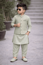 Little Prince Waistcoat Shalwar Suit Blue - Kiddiesco