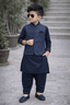 Little Prince Waistcoat Shalwar Suit Blue - Kiddiesco